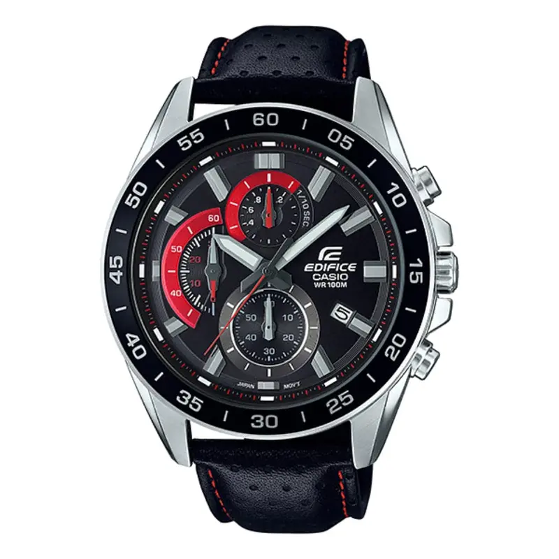 Casio Edifice Efv-550L-1Avudf-P Black Leather Men Watch 1