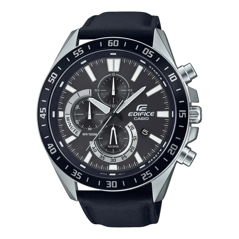 Casio Edifice Efv-620L-1Avudf-P Black Leather Men Watch 1