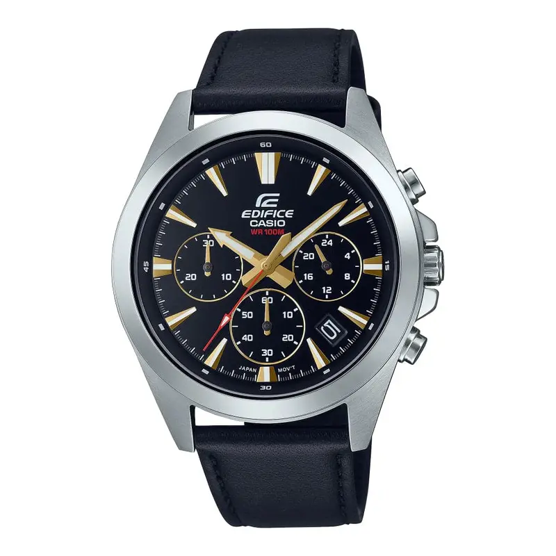 Casio Edifice Efv-630L-1Avudf-P Black Leather Men Watch 1