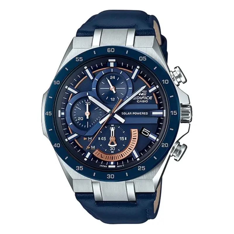 Casio Edifice Eqs-920Bl-2Avudf Blue Leather Men's Watch 1