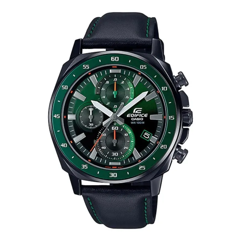 Casio Edifice Green Dial Chronograph Blue Leather Strap Men Watch Efv-600Cl-3Avudf-P 1