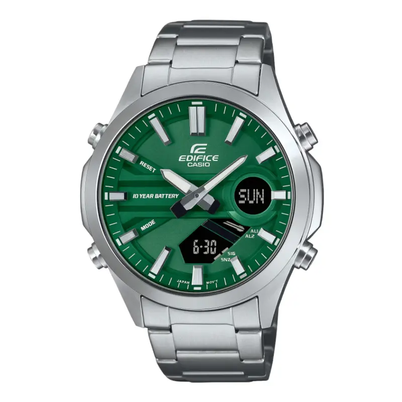 Casio Edifice Green Dial Silver Stainless Steel Strap Men Watch Efv-C120d-3Adf 1