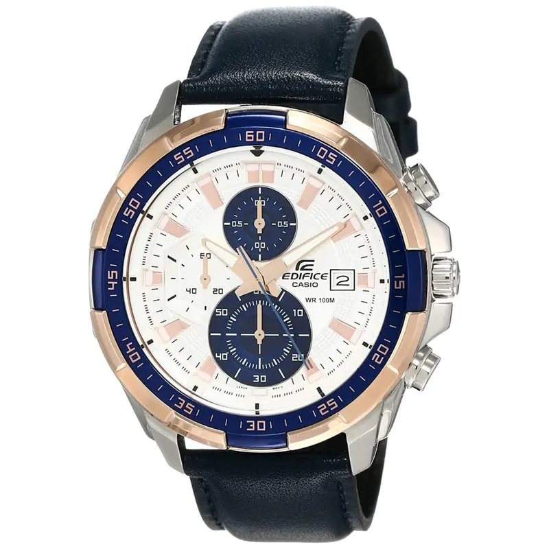 Casio Edifice Off-White Dial Black Leather Strap Men's Watch Efr-539L-7Cvudf-P 1