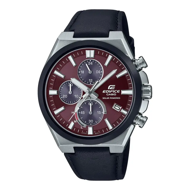 Casio Edifice Red Dial Black Leather Strap Men Watch Eqs-950Bl-5Avudf 1