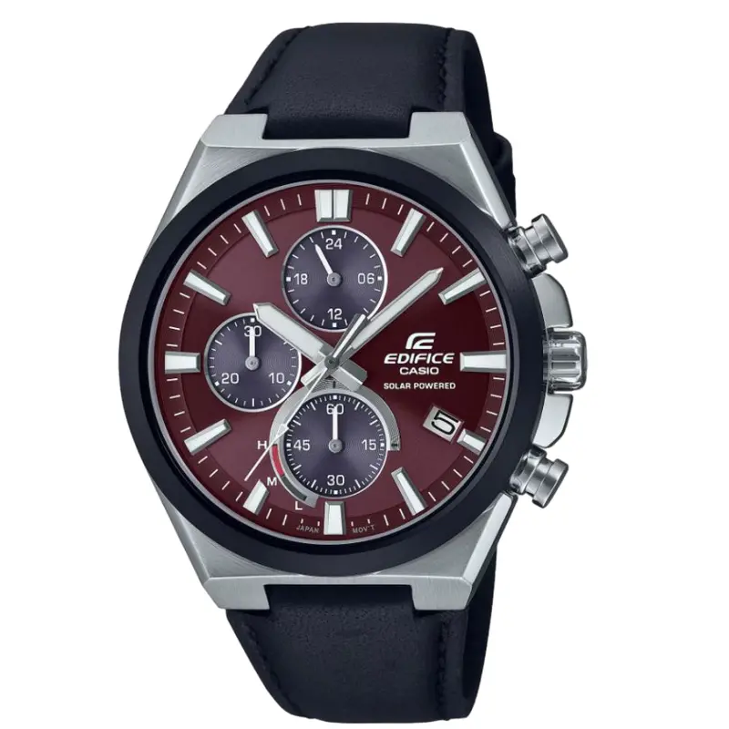 Casio Edifice Solar Powered Chronograph Black Leather Strap Eqs-950Bl-5Avdf-P 1