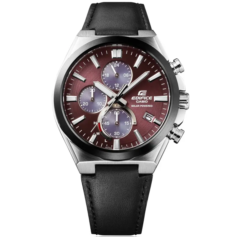 Casio Edifice Solar Powered Chronograph Black Leather Strap Eqs-950Bl-5Avdf-P 2