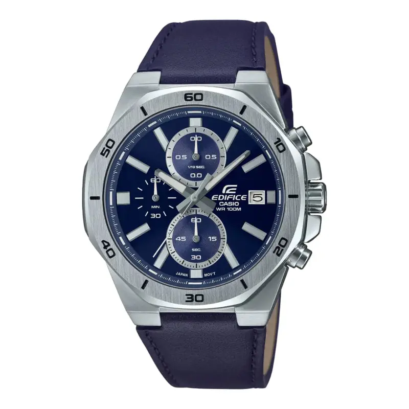 Casio Edifice Standard Chronograph Leather Band Men Watch Efv-640L-2Avudf-P 1