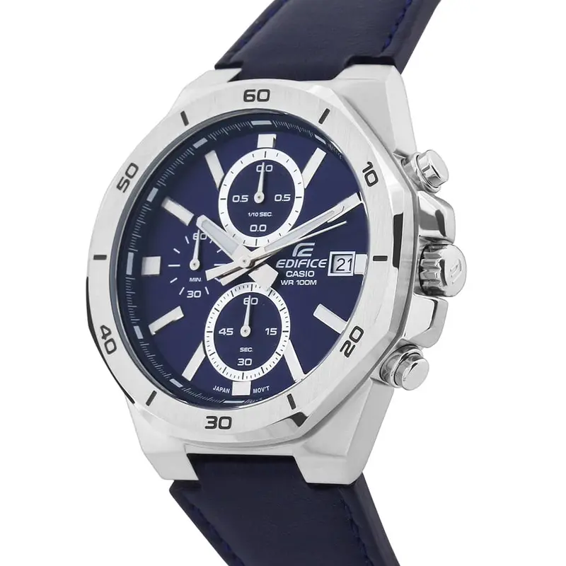 Casio Edifice Standard Chronograph Leather Band Men Watch Efv-640L-2Avudf-P 2