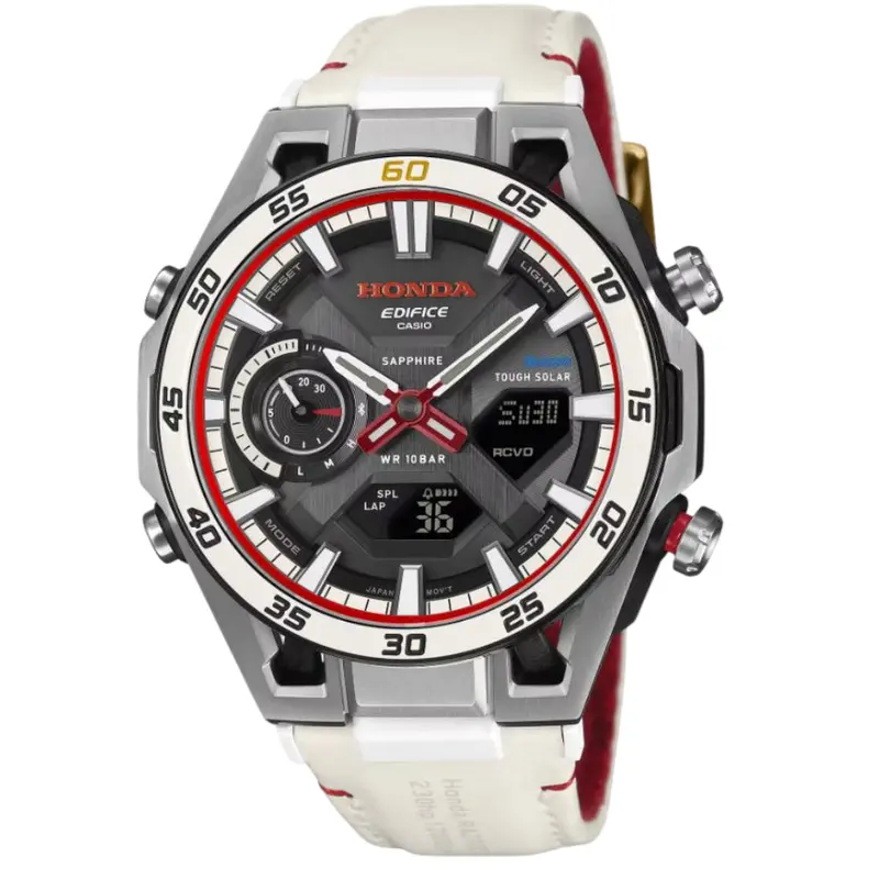Casio Edifice White Genuine Leather Strap Men's Watch Ecb-2300Hr-1Adr 1