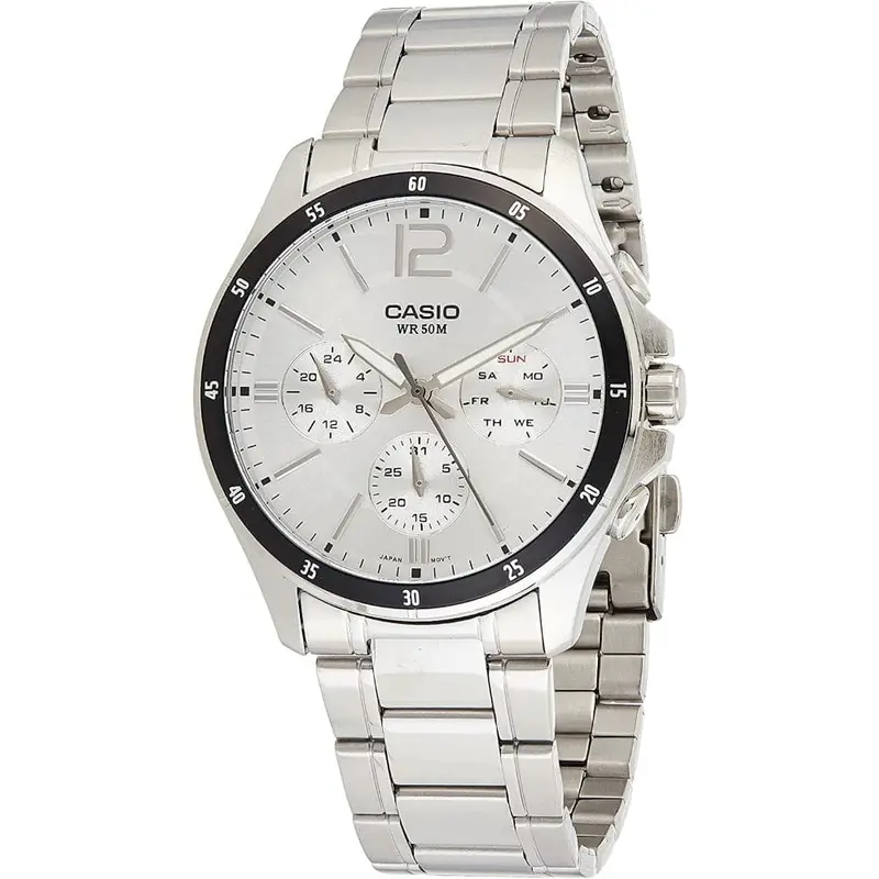 Casio Enticer Chronograph Silver Stainless Steel Strap Men Watch Mtp-1374D-7Avdf-P 1