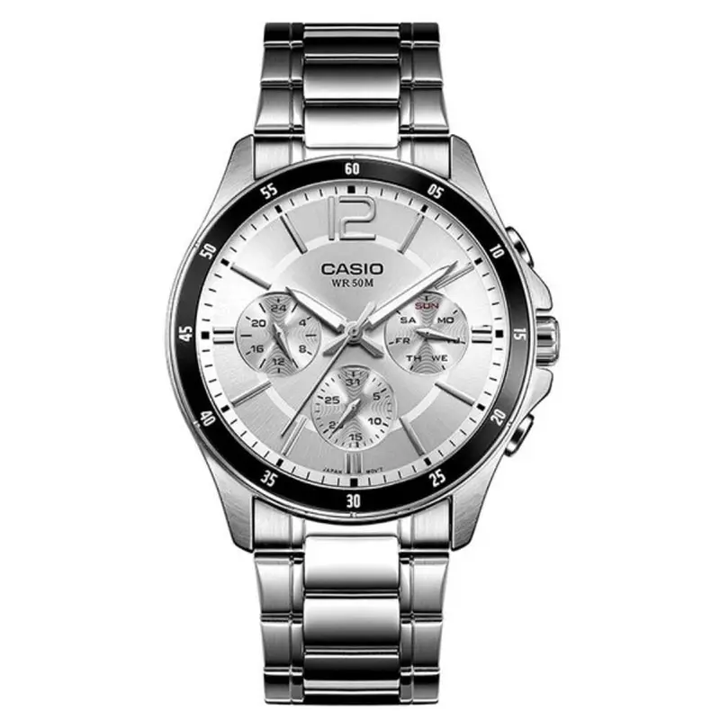 Casio Enticer Chronograph Silver Stainless Steel Strap Men Watch Mtp-1374D-7Avdf-P 2