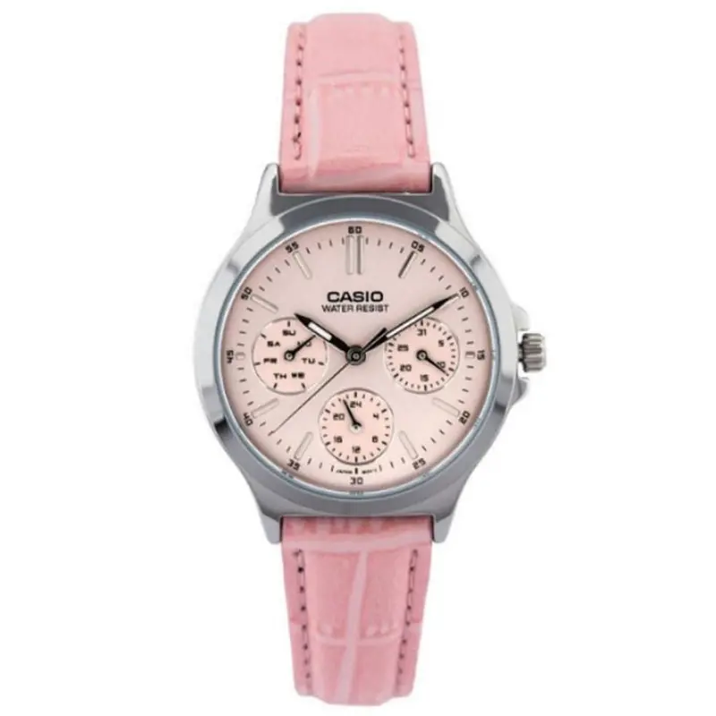 Casio Enticer Ltp-V300l-4Audf-P Pink Leather Women Watch 1