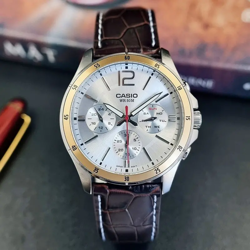 Casio Enticer Mtp-1374L-7Avdf-P Brown Leather Men Watch 2