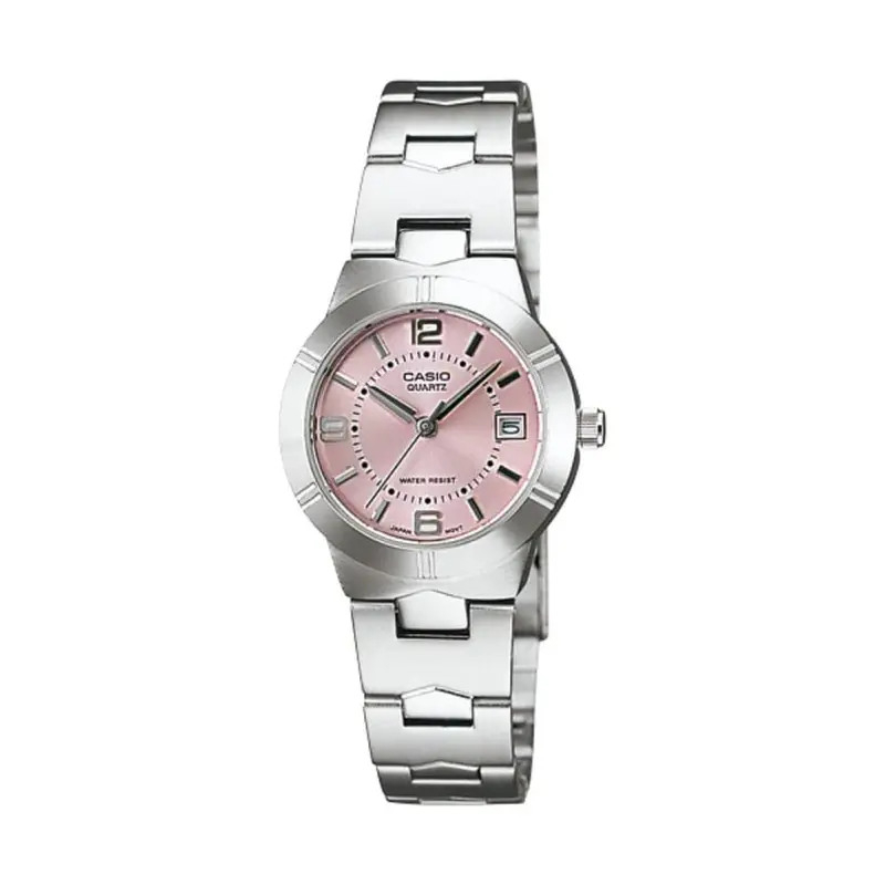 Casio Enticer Pink Dial Silver Stainless Steel Strap Women Watch Ltp-1241D-4Adf-P 1
