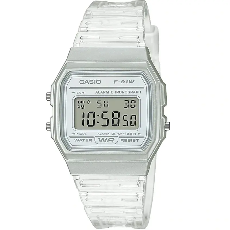 Casio F-91Ws-7Df Resin Transparent Strap Women's Watch 1
