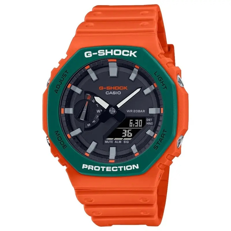 Casio G-Shock Analog Digital Orange Resin Strap Watch For Men Ga-2110Sc-4Adr 1