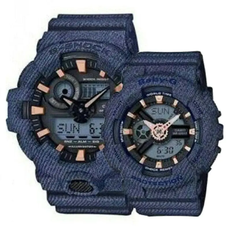Casio G-Shock & Baby-G Denim Ga-700De-2A Ba-110De-2A1 Couple's Watch 1