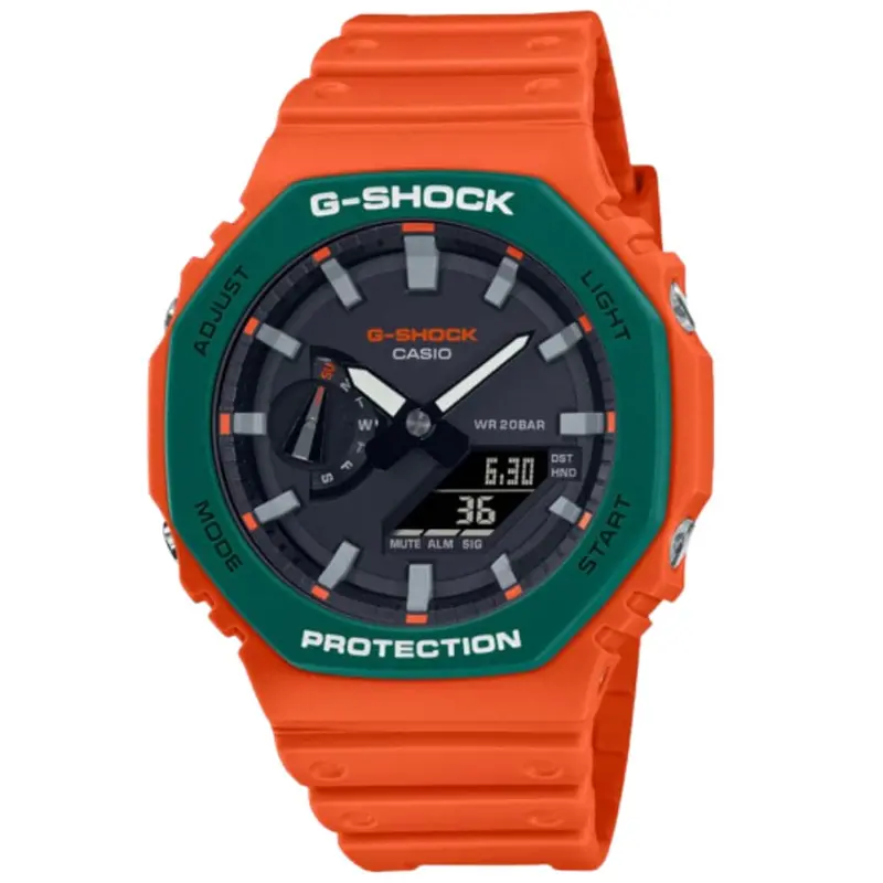 Casio G-Shock Black Dial With Orange Resin Strap Men Watch Ga-2110Sc-4Adr-P 1