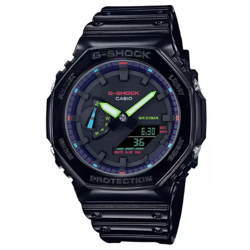 Casio G-Shock Black Resin Strap Men Watch Ga-2100Rgb-1Adr-P 1