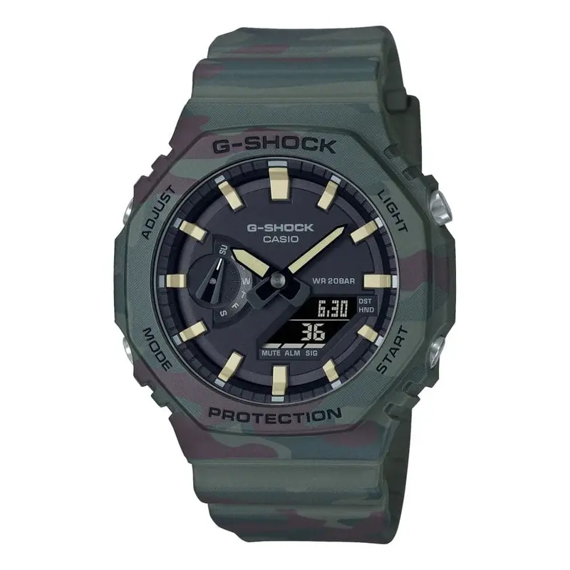 Casio G-Shock Digital Analog Black Dial Camouflage Resin Band Gae-2100We-3Adr-P 1