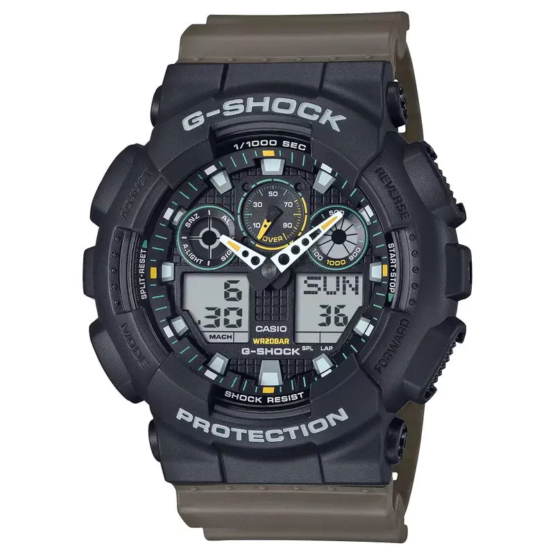 Casio G-Shock Digital-Analog Brown Resin Strap Men's Watch Ga-100Tu-1A3dr 1
