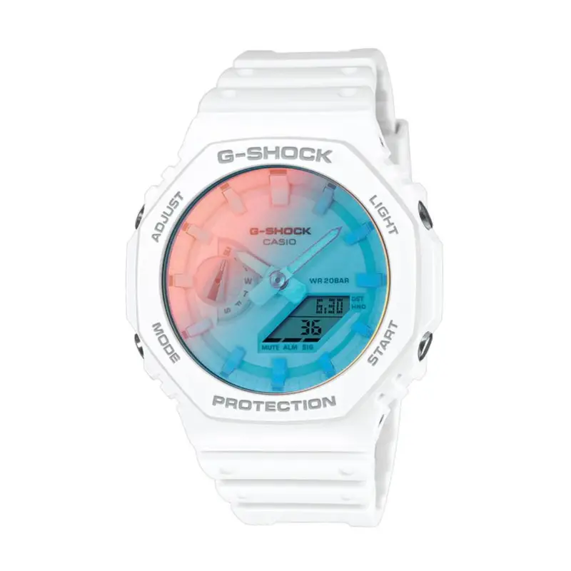 Casio G-Shock Digital Analog White Resin Strap Ga-2100Tl-7Adr-P 1