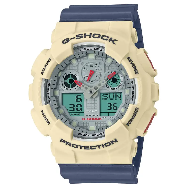 Casio G-Shock Digital-Analogue Blue Resin Strap Men Watch Ga-100Pc-7A2dr-P 1