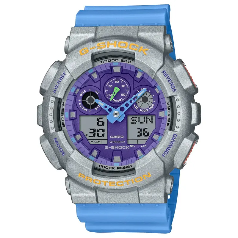 Casio G-Shock Digital-Analogue Blue Resin Strap Unisex Watch Ga-100Eu-8A2dr 1