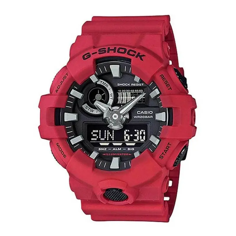 Casio G-Shock Digital-Analogue Red Resin Strap Unisex Watch Ga-700-4Adr-P 1