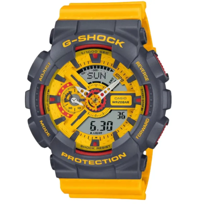 Casio G-Shock Digital-Analogue Yellow Resin Strap Unisex Watch Ga-110Y-9Adr 1