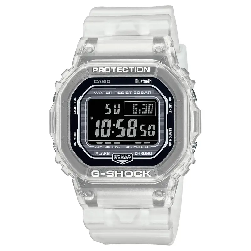 Casio G-Shock Digital Transparent White Resin Strap Men Watch Dw-B5600g-7Dr-P 1