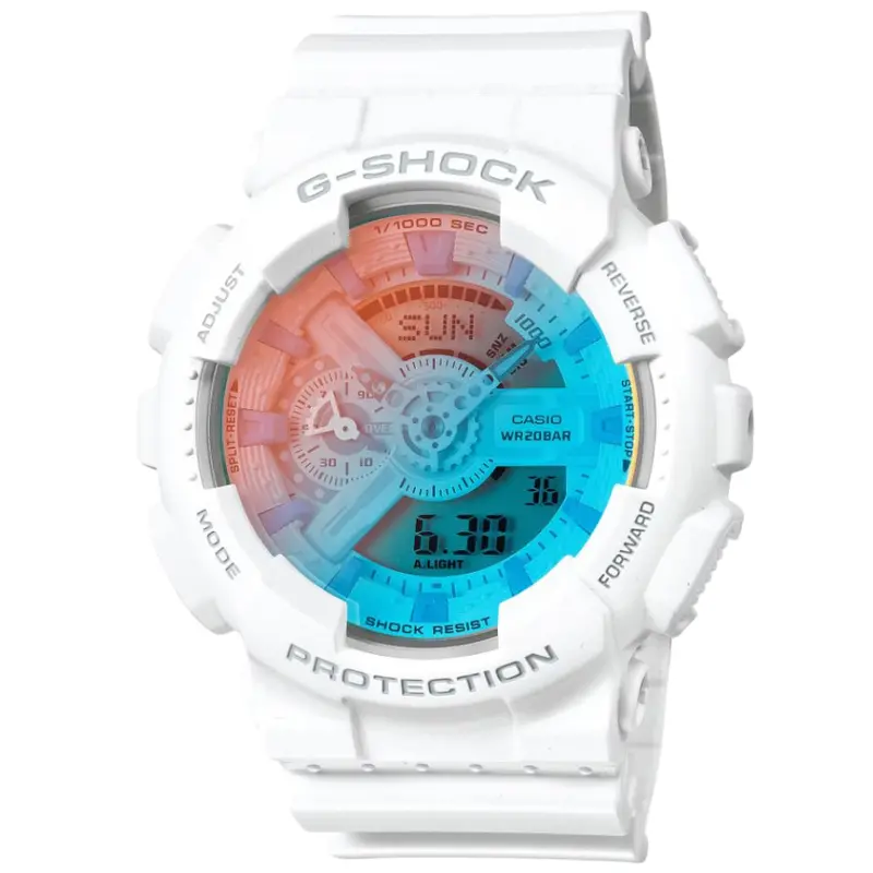 Casio G-Shock Digital White Resin Strap Shock Resistant Unisex Watch Ga-110Tl-7Adr-P 1