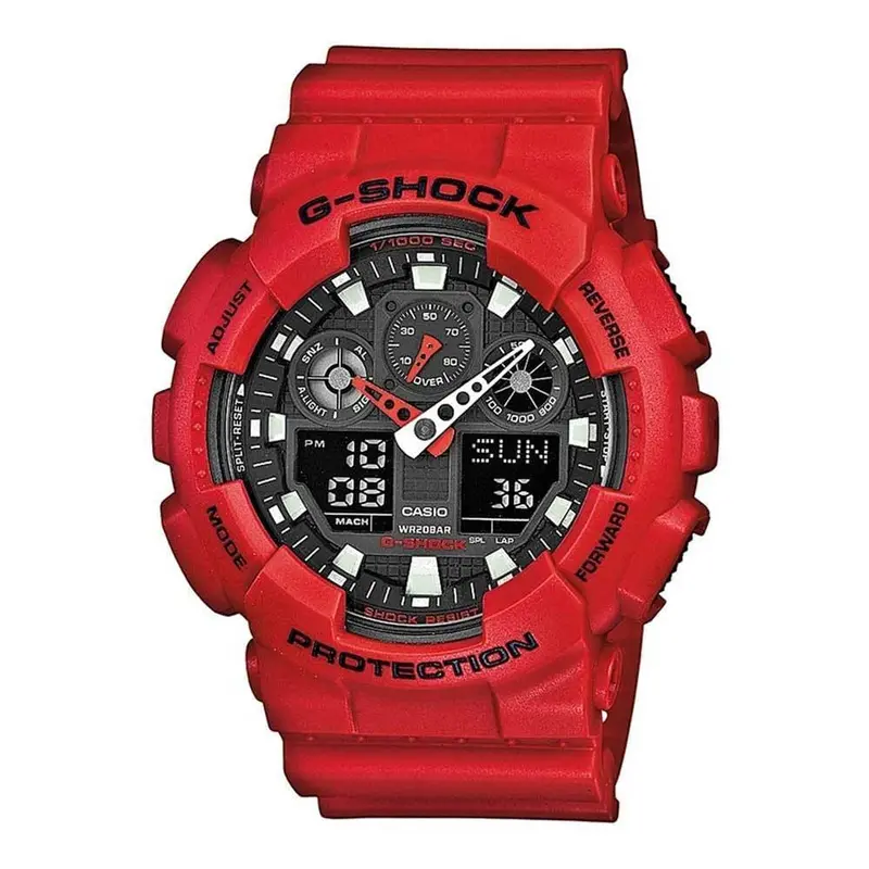 Casio G-Shock Ga-100B-4Adr-P Digital Red Resin Unisex Watch 1