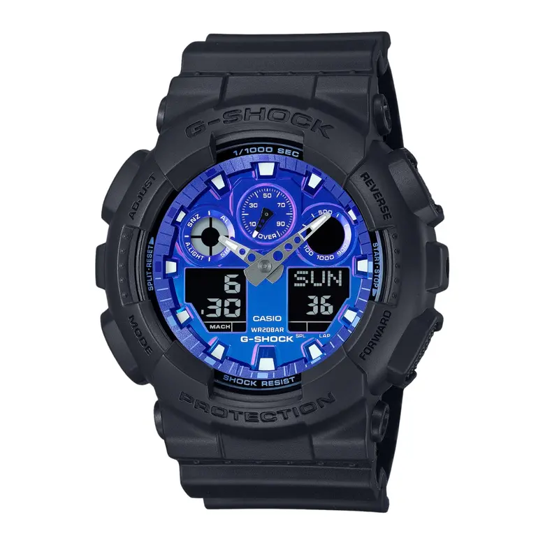 Casio G-Shock Ga-100Fl-1Adr Fiery Blue Dial Black Strap Men Watch 1
