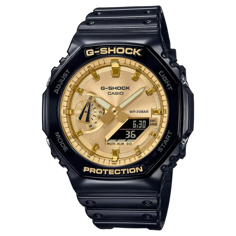 Casio G-Shock Gold Dial Black Resin Strap Men Watch Ga-2100Gb-1Adr 1