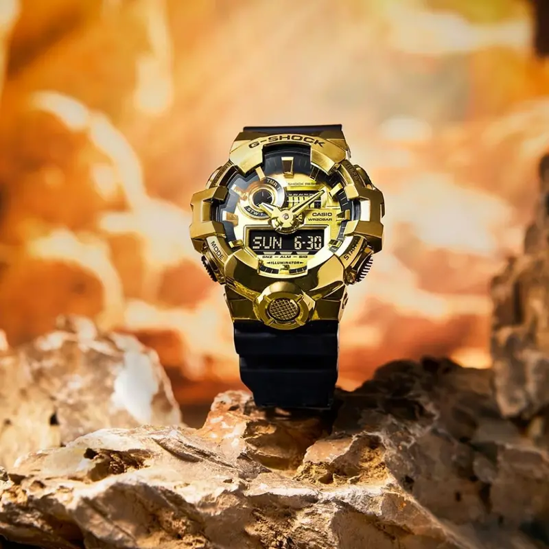 Casio G-Shock Gold Dial Black Resin Strap Men Watch Gm-700G-9Adr-P 2