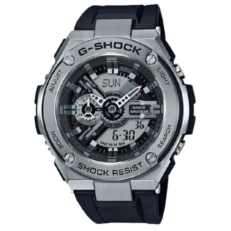 Casio G-Shock Gst-410-1Adr Digital Quartz Silver Stainless Steel Black Resin Men's Watch 1