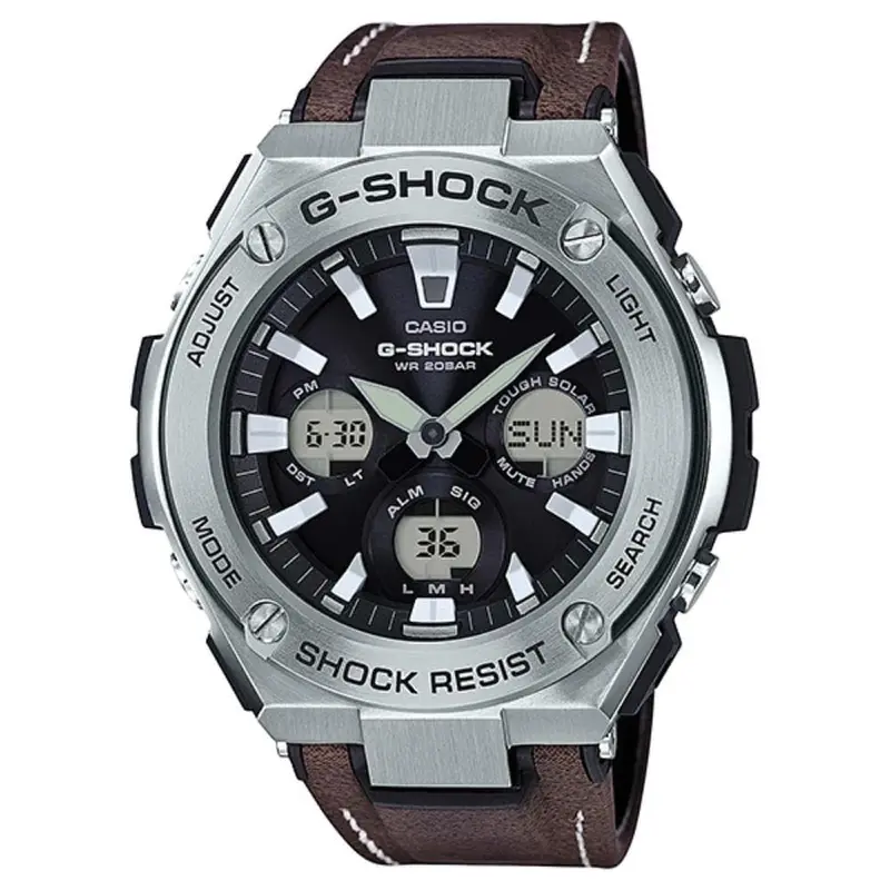 Casio G-Shock Gst-S310l-1Adr G-Steel Brown Leather Men's Watch 1