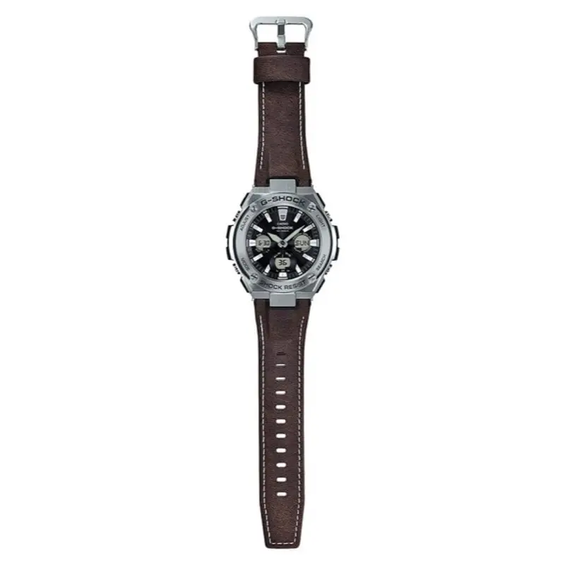 Casio G-Shock Gst-S310l-1Adr G-Steel Brown Leather Men's Watch 2