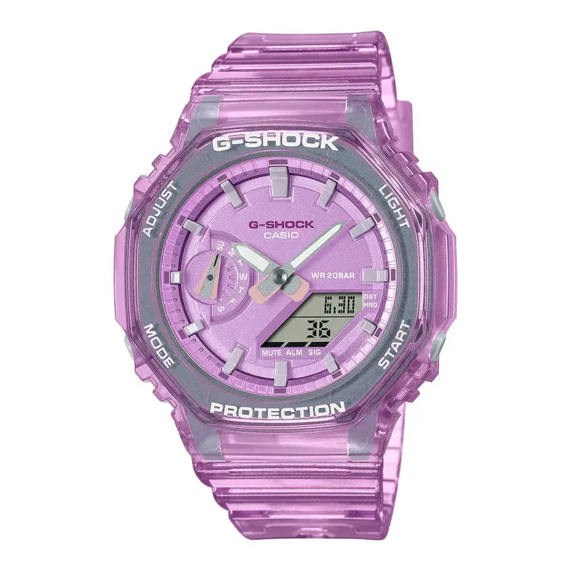 Casio G-Shock Pink Transparent Resin Strap Unisex Watch Gma-S2100sk-4Adr-P 1