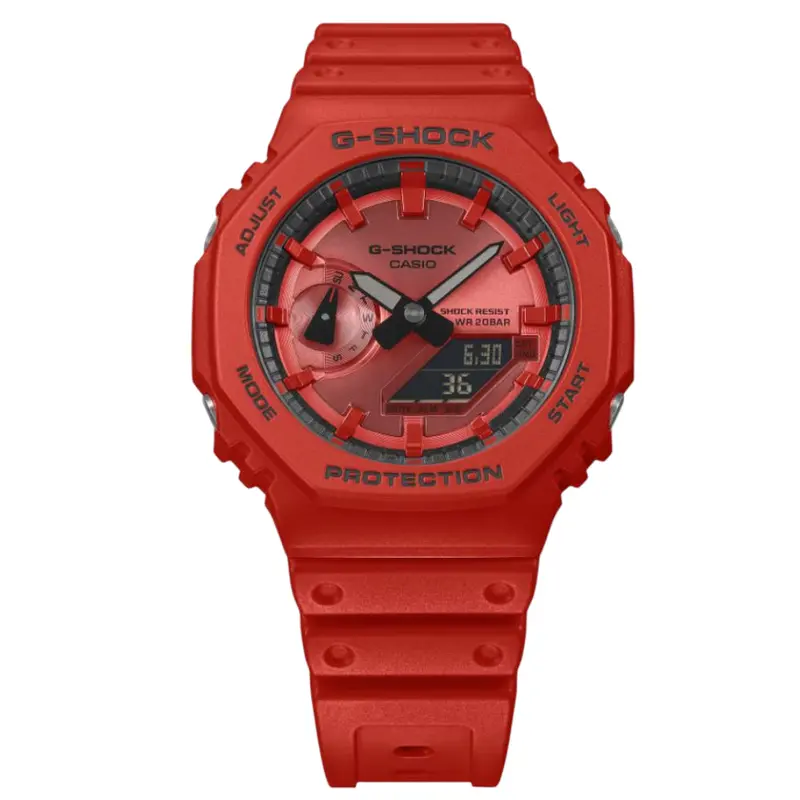 Casio G-Shock Red Resin Strap Men's Watch - Digital-Analogue | Ga-2100Rrb-4Adr 2