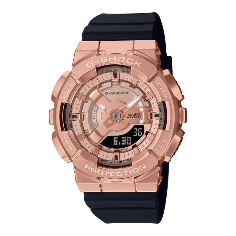 Casio G-Shock Rose Gold Dial Black Resin Strap Unisex Watch Gm-S110pg-1Adr-P 1