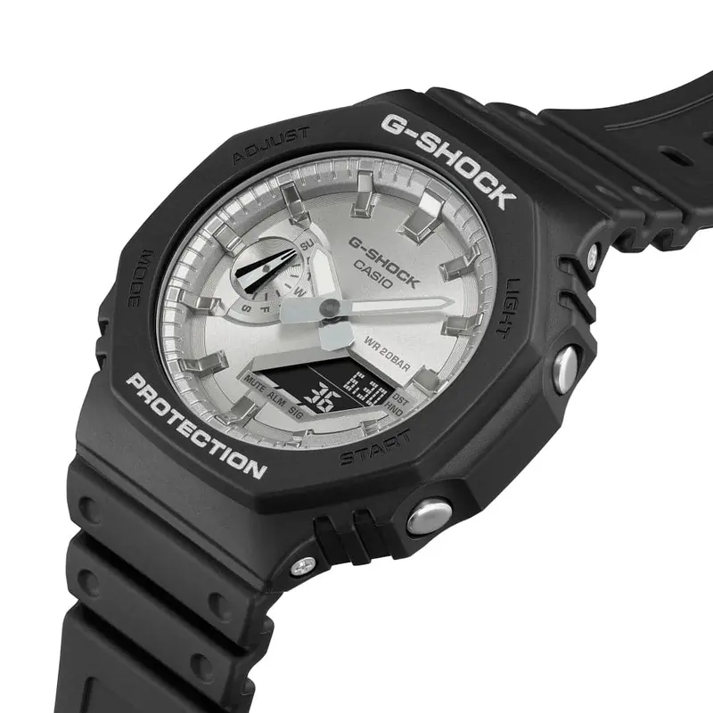 Casio G-Shock Silver Dial Black Resin Strap Men Watch Ga-2100Sb-1Adr 2
