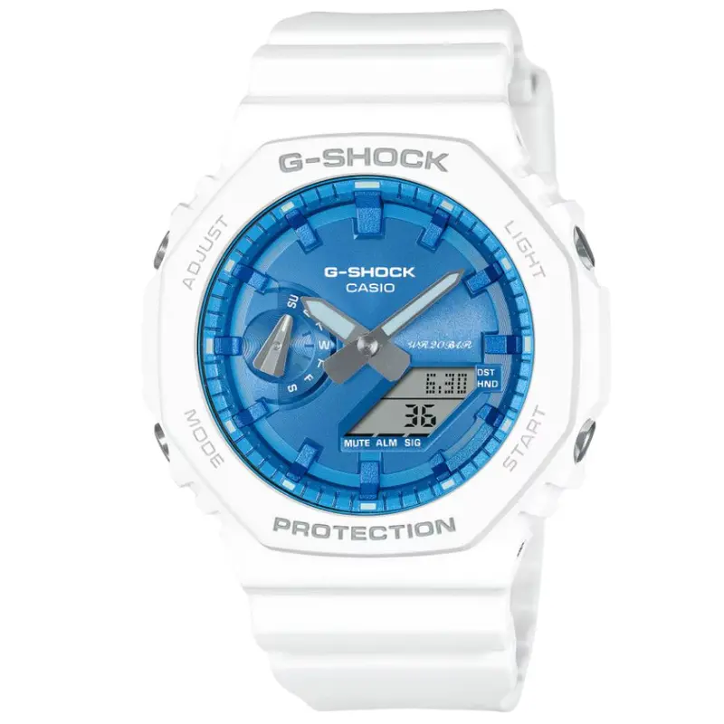 Casio G-Shock White Resin Strap Unisex Watch Ga-2100Ws-7Adr-P 1