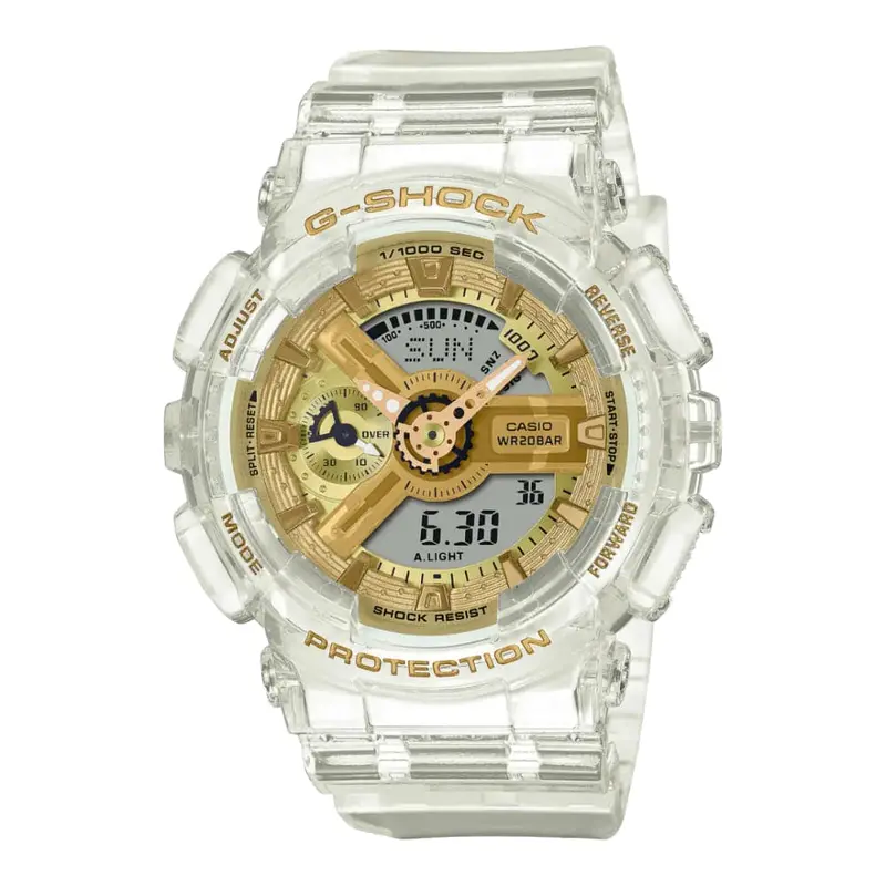 Casio G-Shock White Strap With Gold Dial Analog-Digital Unisex Watch Gma-S110sg-7Adr-P 1