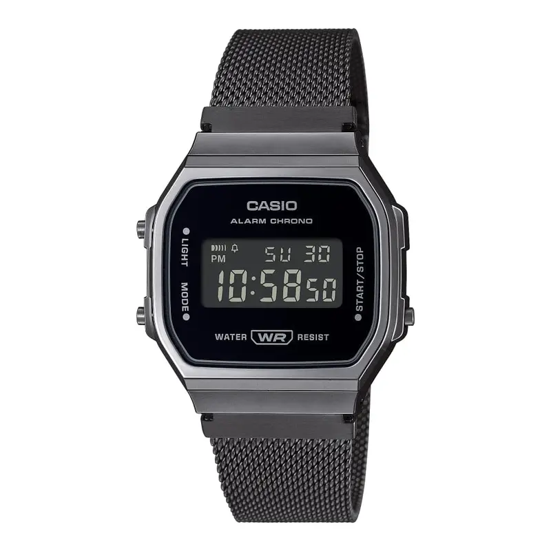Casio General A168wemb-1Bdf Black Stainless Steel Mesh Strap Unisex Watch 1