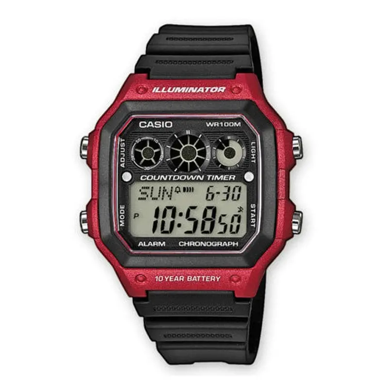 Casio General Ae-1300Wh-4Avdf-P Digital Quartz Red Black Resin Unisex's Watch 1