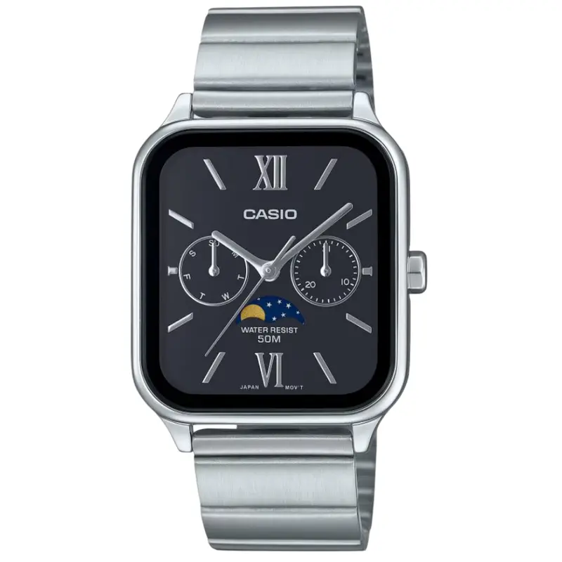 Casio General Analog Black Dial Moon Phase Steel Watch Mtp-M305d-1A2vdf-P 1