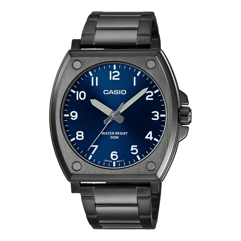 Casio General Analog Blue Dial Black Stainless Steel Men's Watch Mtp-E730b-2Avdf 1