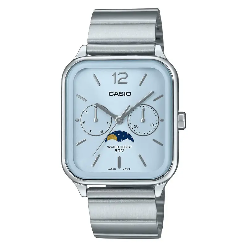 Casio General Analog Blue Dial Moon Phase Stainless Steel Men's Watch Mtp-M305d-2Avdf 1